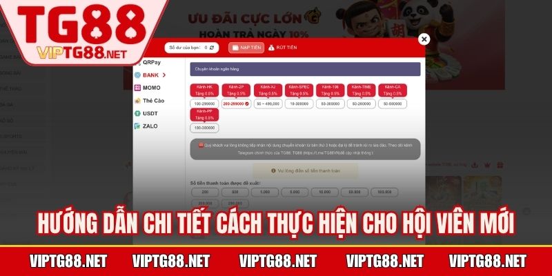 Hướng dẫn chi tiết cách liên kết ngân hàng TG88